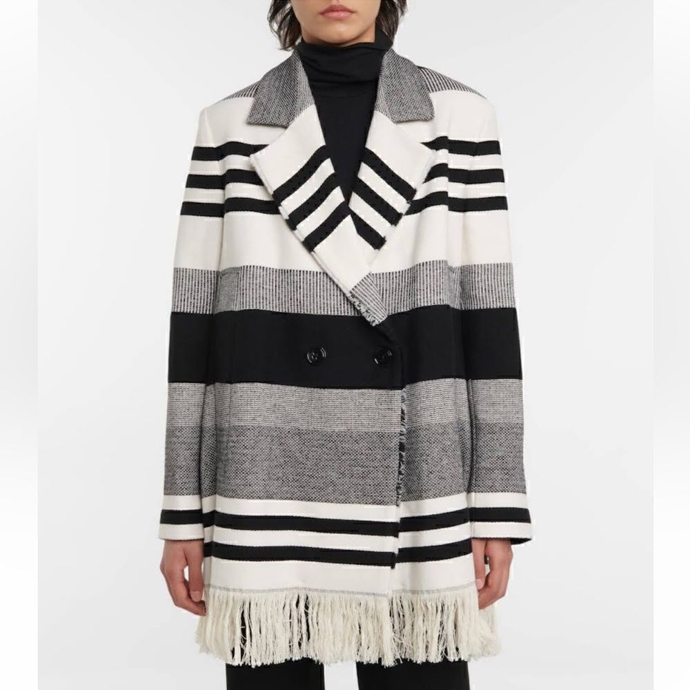 NWT Dorothee Schumacher Luxury Jacket in Beige and Black Stripes XS